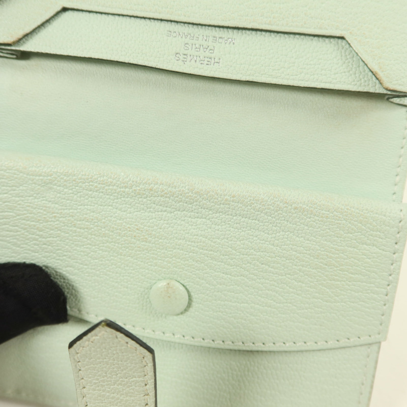 HERMES Chevre皮革Bearn Mini Wallet錢包Vert Peppermint-14