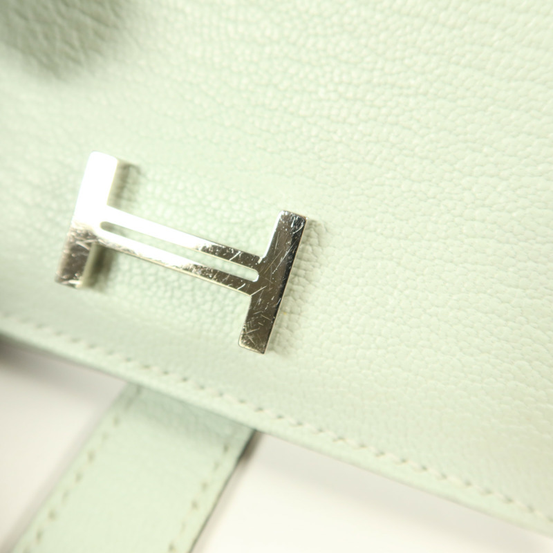 HERMES Chevre皮革Bearn Mini Wallet錢包Vert Peppermint-17