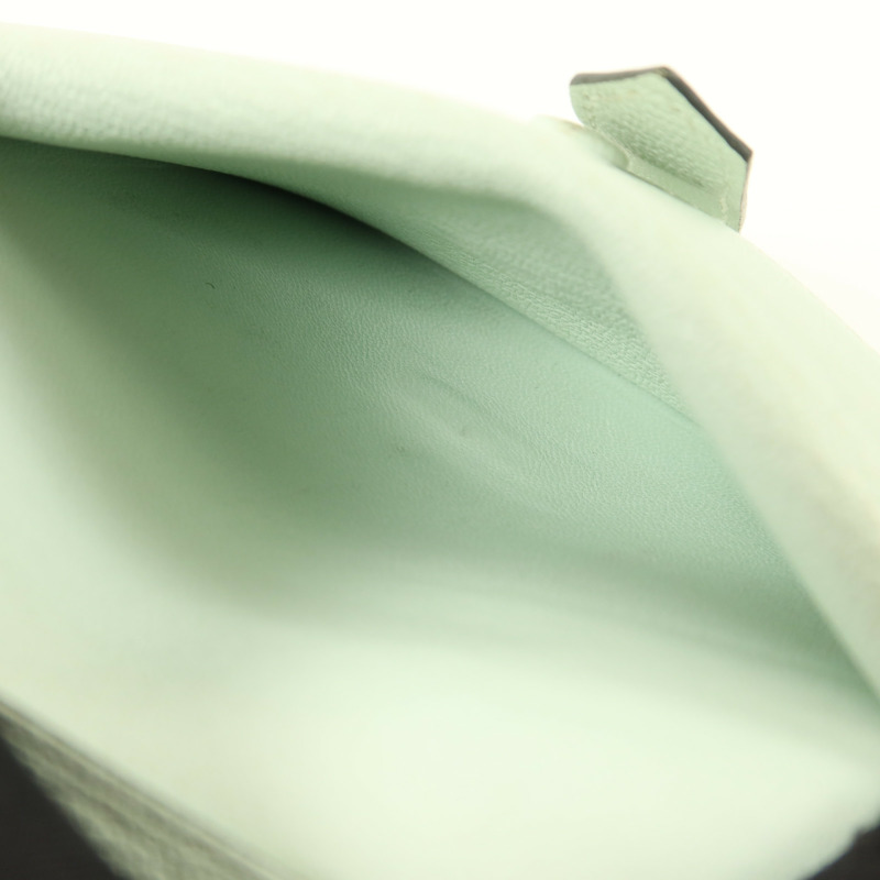 HERMES Chevre皮革Bearn Mini Wallet錢包Vert Peppermint-19