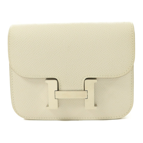 HERMES Epsom皮革Constance Slim錢包Blanc