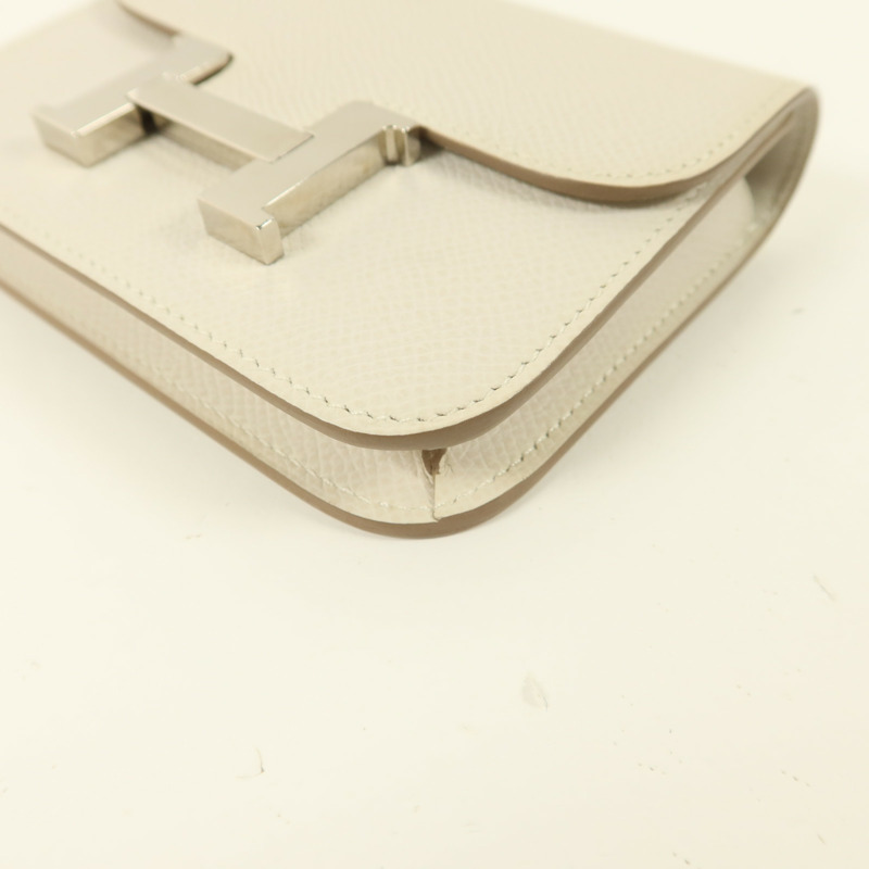 HERMES Epsom皮革Constance Slim錢包Blanc-10