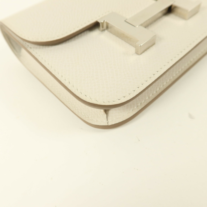 HERMES Epsom皮革Constance Slim錢包Blanc-11
