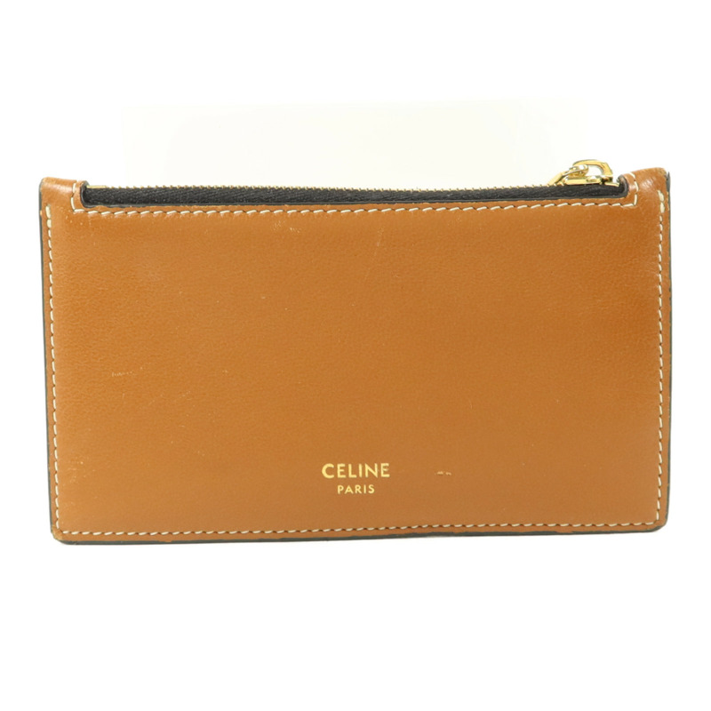 CELINE 塗層帆布/牛皮皮革Zipped Compact Card Holder卡片套-1