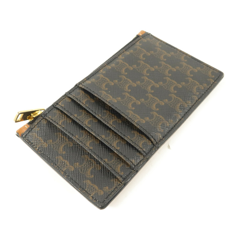CELINE 塗層帆布/牛皮皮革Zipped Compact Card Holder卡片套-2