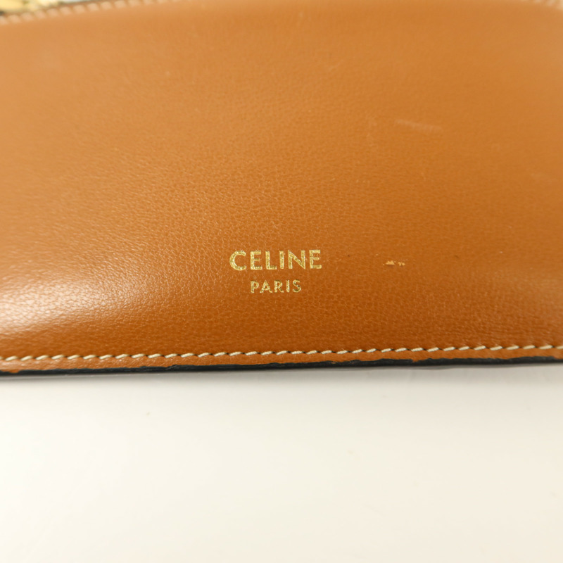 CELINE 塗層帆布/牛皮皮革Zipped Compact Card Holder卡片套-7