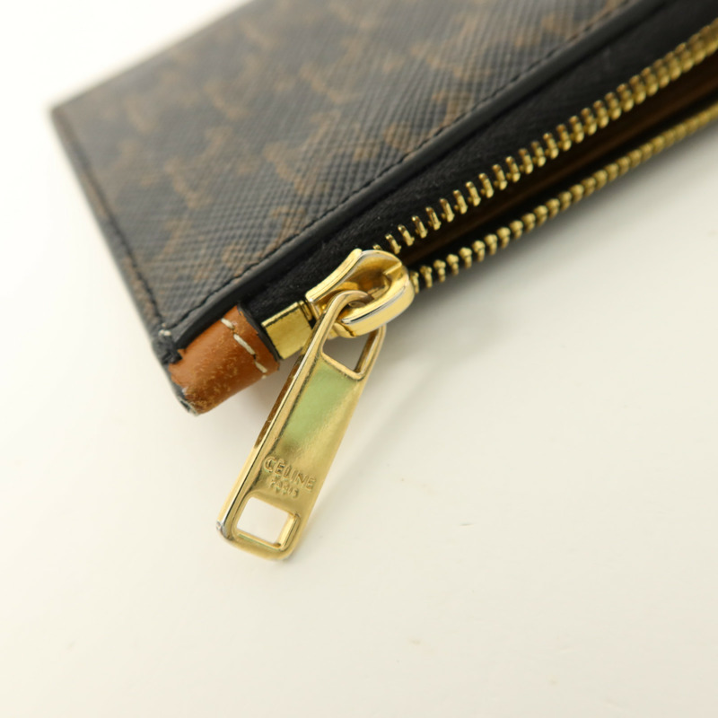 CELINE 塗層帆布/牛皮皮革Zipped Compact Card Holder卡片套-8