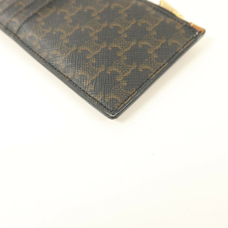 CELINE 塗層帆布/牛皮皮革Zipped Compact Card Holder卡片套-10