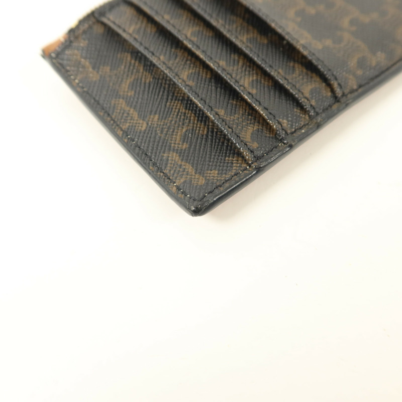 CELINE 塗層帆布/牛皮皮革Zipped Compact Card Holder卡片套-11
