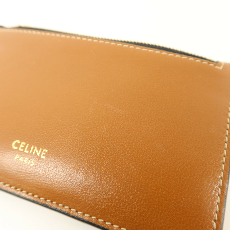 CELINE 塗層帆布/牛皮皮革Zipped Compact Card Holder卡片套-14