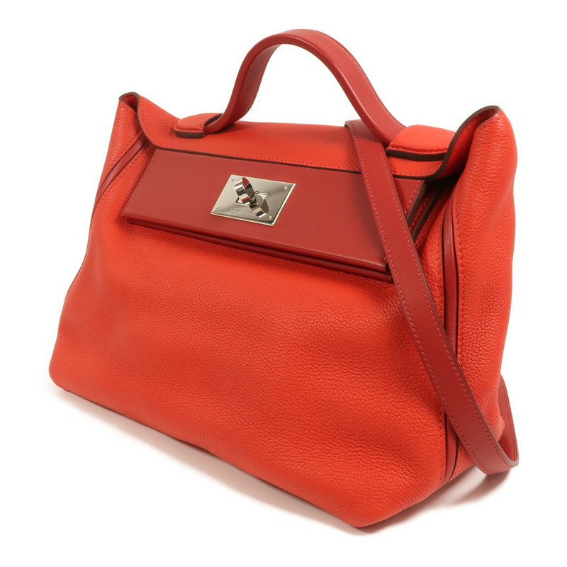 HERMES Togo/Swift皮革24/24 29cm手挽肩背兩用袋Rouge De Coeur-2