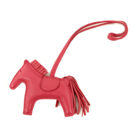 HERMES Milo皮革Rodeo PM掛飾Framboise