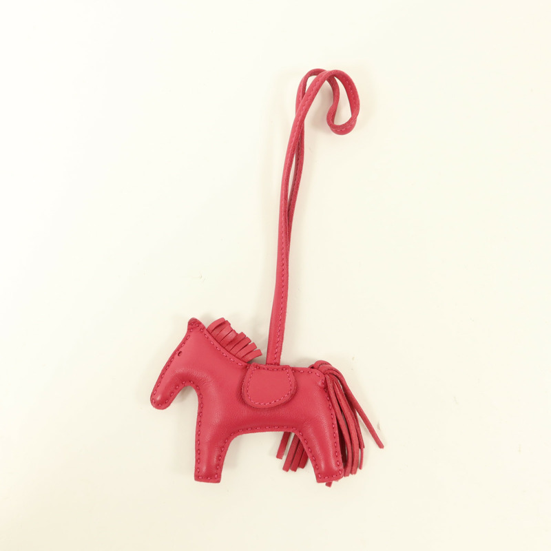 HERMES Milo皮革Rodeo PM掛飾Framboise-6
