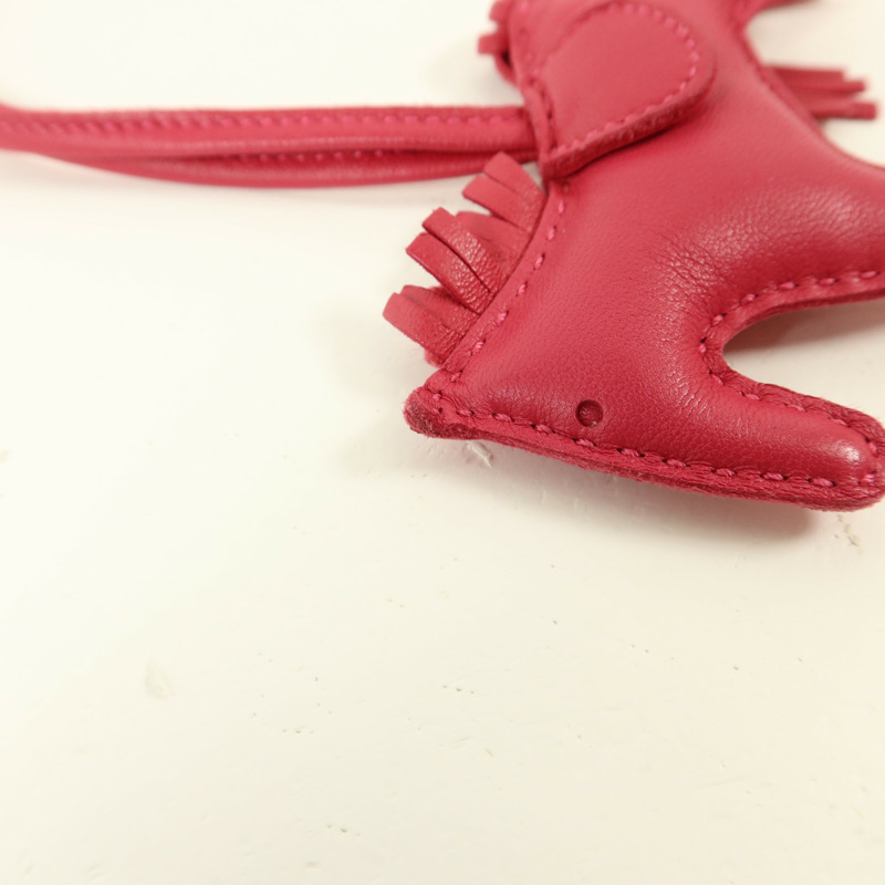 HERMES Milo皮革Rodeo PM掛飾Framboise-7