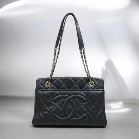 「JL精品代購」9新 Chanel 香奈兒 荔枝牛皮 托特包 拉鏈款