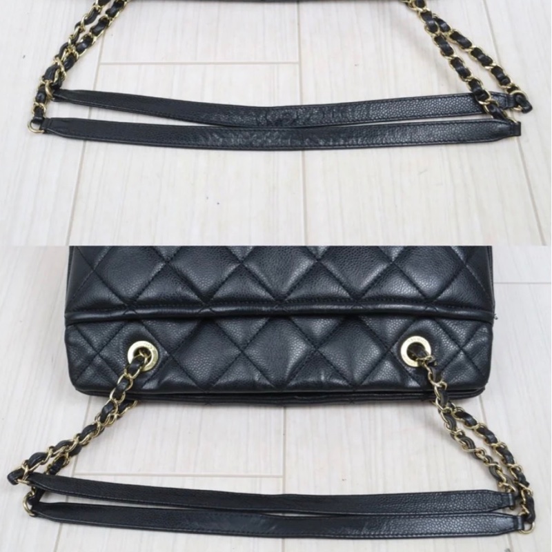 「JL精品代購」9新 Chanel 香奈兒 荔枝牛皮 托特包 拉鏈款-4