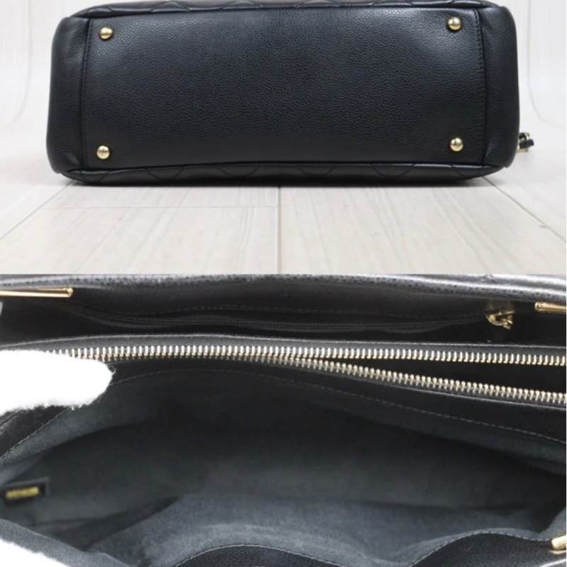 「JL精品代購」9新 Chanel 香奈兒 荔枝牛皮 托特包 拉鏈款-5