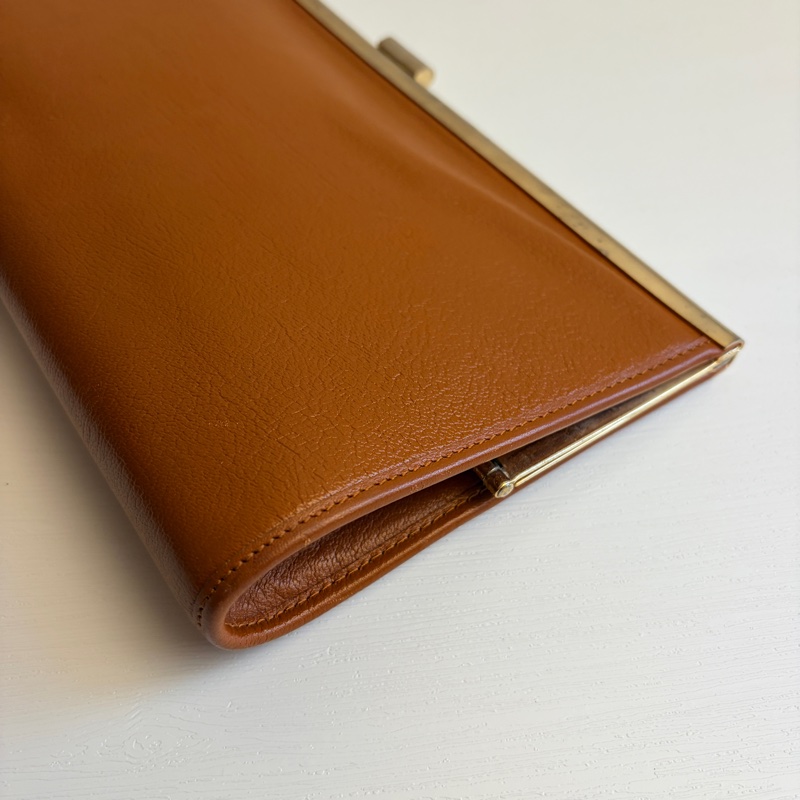 Christian Dior 迪奧真皮棕色手拿包 宴會包 CD logo-9