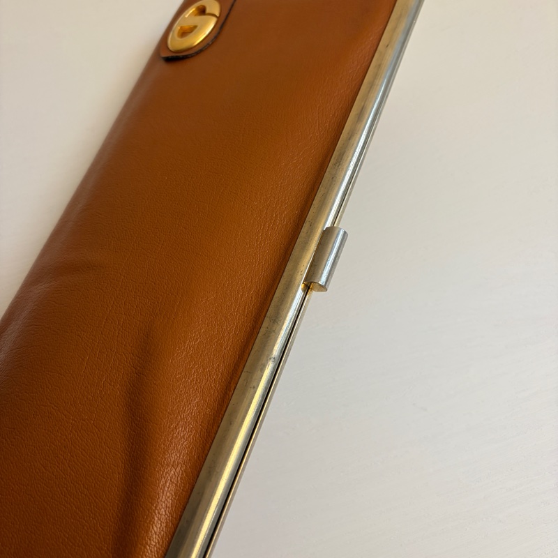 Christian Dior 迪奧真皮棕色手拿包 宴會包 CD logo-11