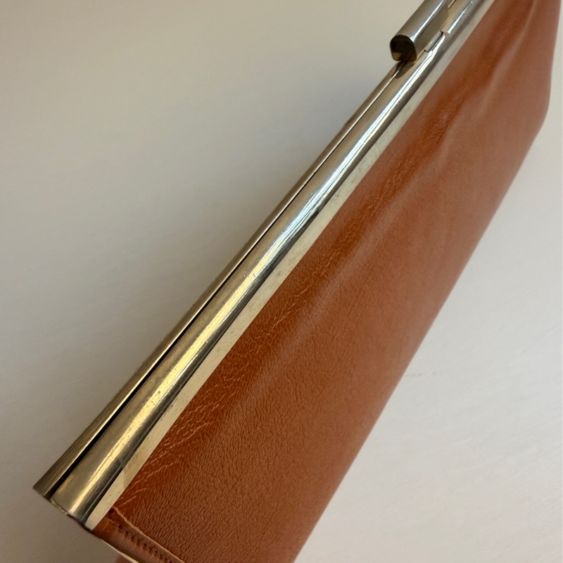 Christian Dior 迪奧真皮棕色手拿包 宴會包 CD logo-12