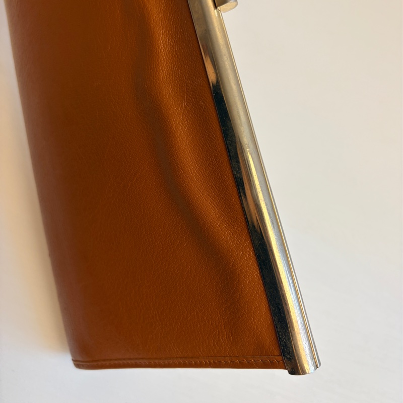 Christian Dior 迪奧真皮棕色手拿包 宴會包 CD logo-13