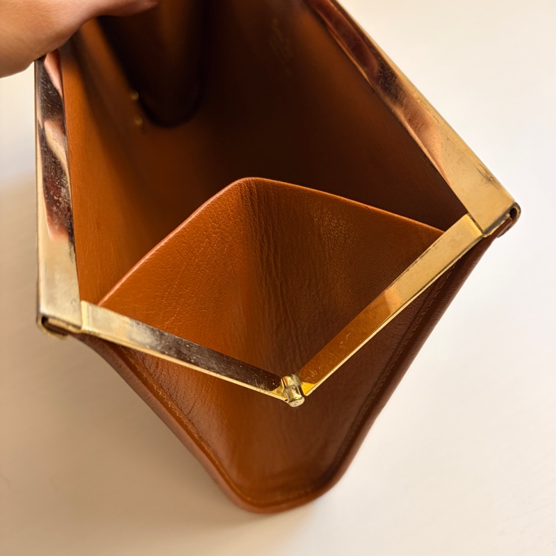 Christian Dior 迪奧真皮棕色手拿包 宴會包 CD logo-15