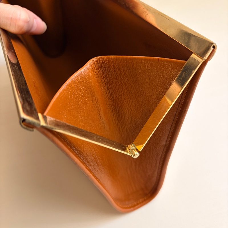 Christian Dior 迪奧真皮棕色手拿包 宴會包 CD logo-16