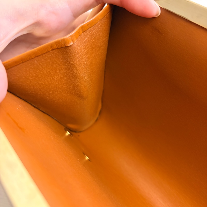 Christian Dior 迪奧真皮棕色手拿包 宴會包 CD logo-18