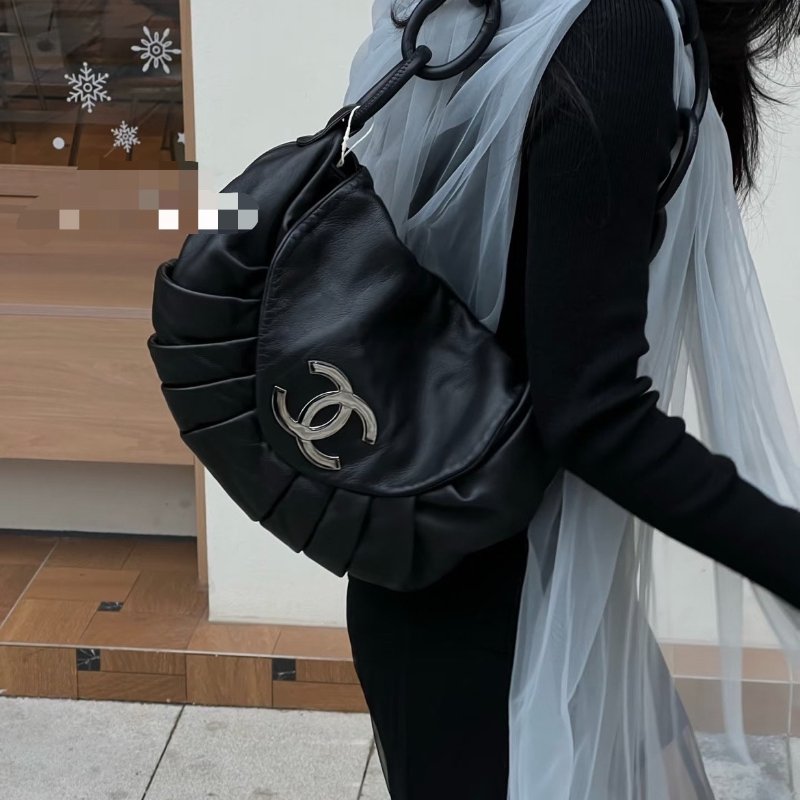 ️Chanel 黑銀餃子包 35*26 98新配件塵袋-0