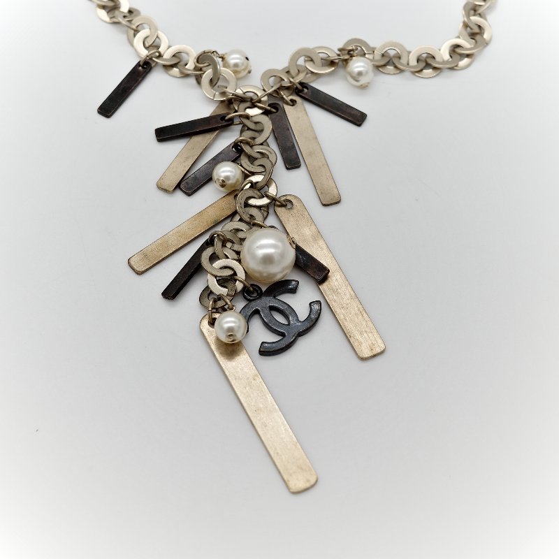 Chanel 香奈兒 珍珠 掛牌 項鍊-2