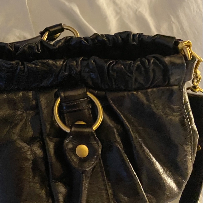 Miumiu黑金油蠟包Vitello Lux 2WAY 手提 肩背 斜背包 機車包 機場包-13