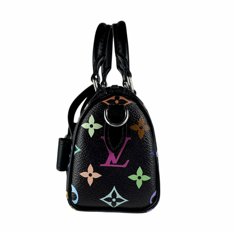 路易威登 LOUIS VUITTON 手提包 單肩包 LV x TM Takashi Murakami Nano Speedy Bandoulière Monogram Multicolor 黑色 女款 M13406 z9011-1