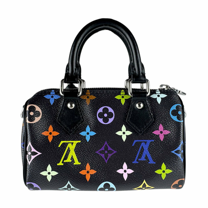 路易威登 LOUIS VUITTON 手提包 單肩包 LV x TM Takashi Murakami Nano Speedy Bandoulière Monogram Multicolor 黑色 女款 M13406 z9011-2