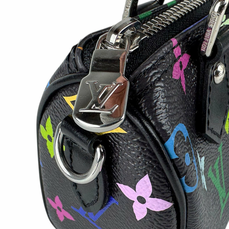 路易威登 LOUIS VUITTON 手提包 單肩包 LV x TM Takashi Murakami Nano Speedy Bandoulière Monogram Multicolor 黑色 女款 M13406 z9011-5