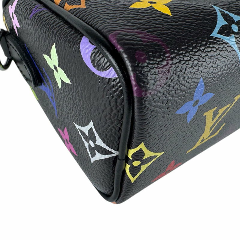 路易威登 LOUIS VUITTON 手提包 單肩包 LV x TM Takashi Murakami Nano Speedy Bandoulière Monogram Multicolor 黑色 女款 M13406 z9011-7