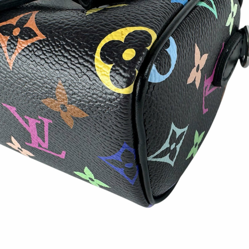 路易威登 LOUIS VUITTON 手提包 單肩包 LV x TM Takashi Murakami Nano Speedy Bandoulière Monogram Multicolor 黑色 女款 M13406 z9011-8