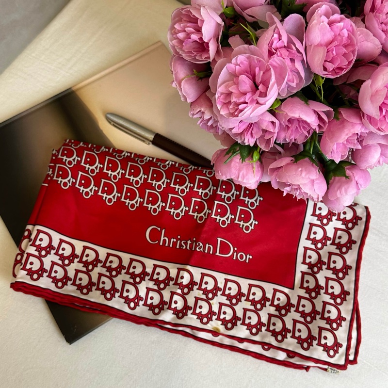【赫蒂國際精品】Dior 迪奧 經典老花圖案絲巾vintage-1