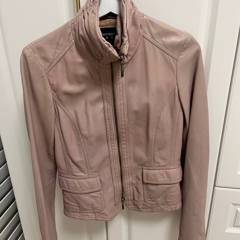 帥氣Armani 粉色真羊皮皮衣