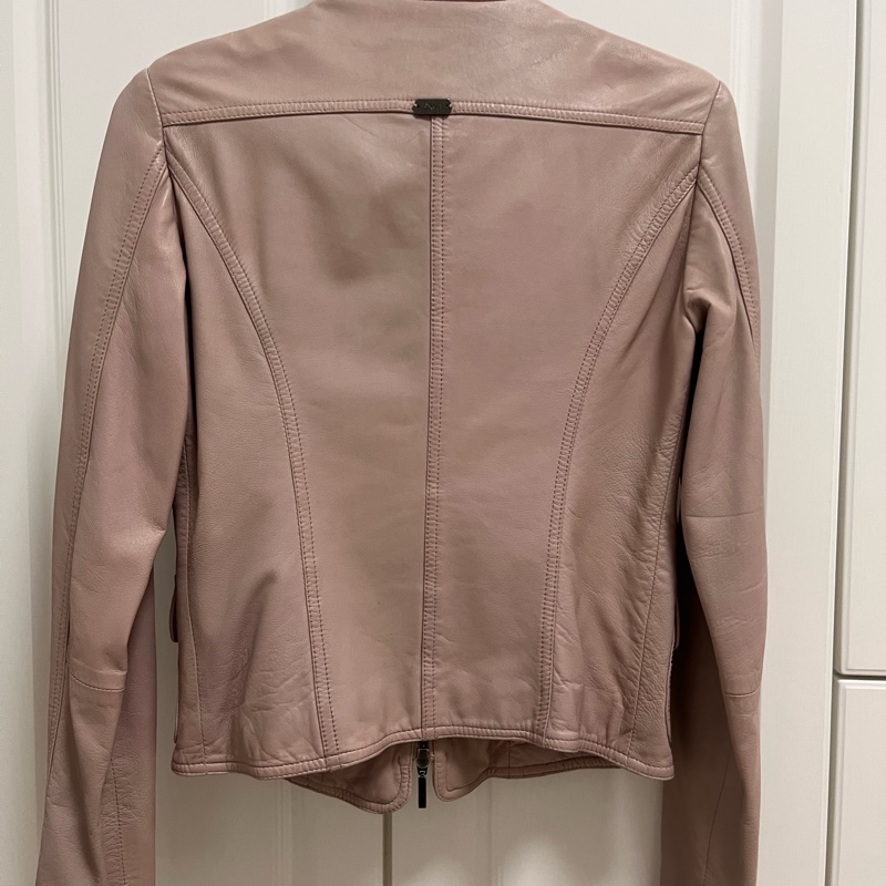 帥氣Armani 粉色真羊皮皮衣-1