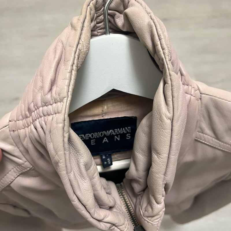 帥氣Armani 粉色真羊皮皮衣-2