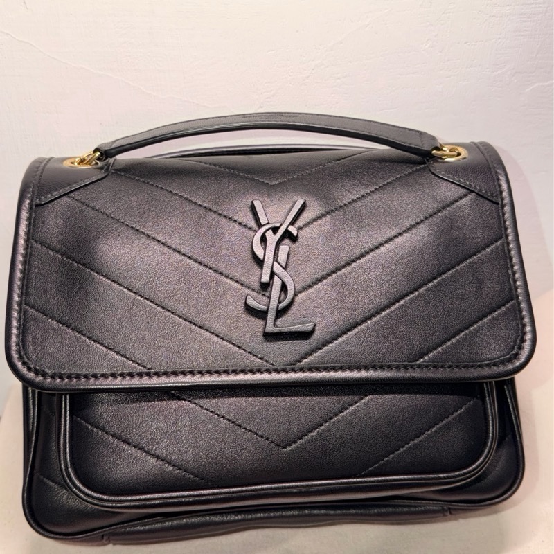 極新配件齊 甜甜價 原十一萬YSL 經典小羊皮NIKI BABY 黑金-0