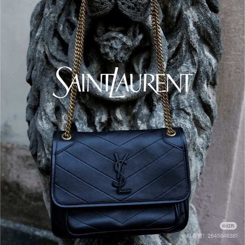 極新配件齊 甜甜價 原十一萬YSL 經典小羊皮NIKI BABY 黑金-3