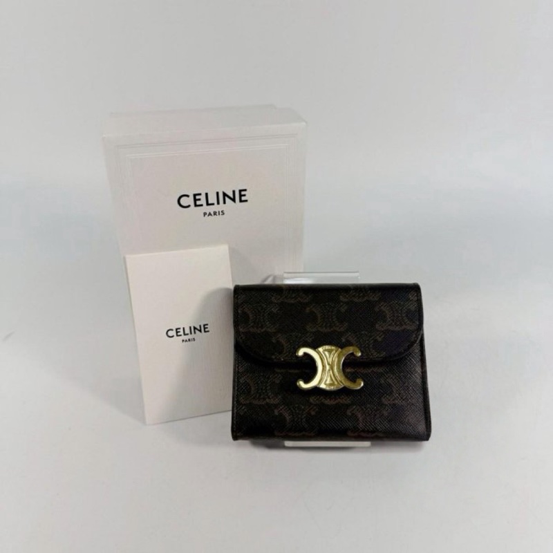 Celine 凱旋門老花三折短夾-11