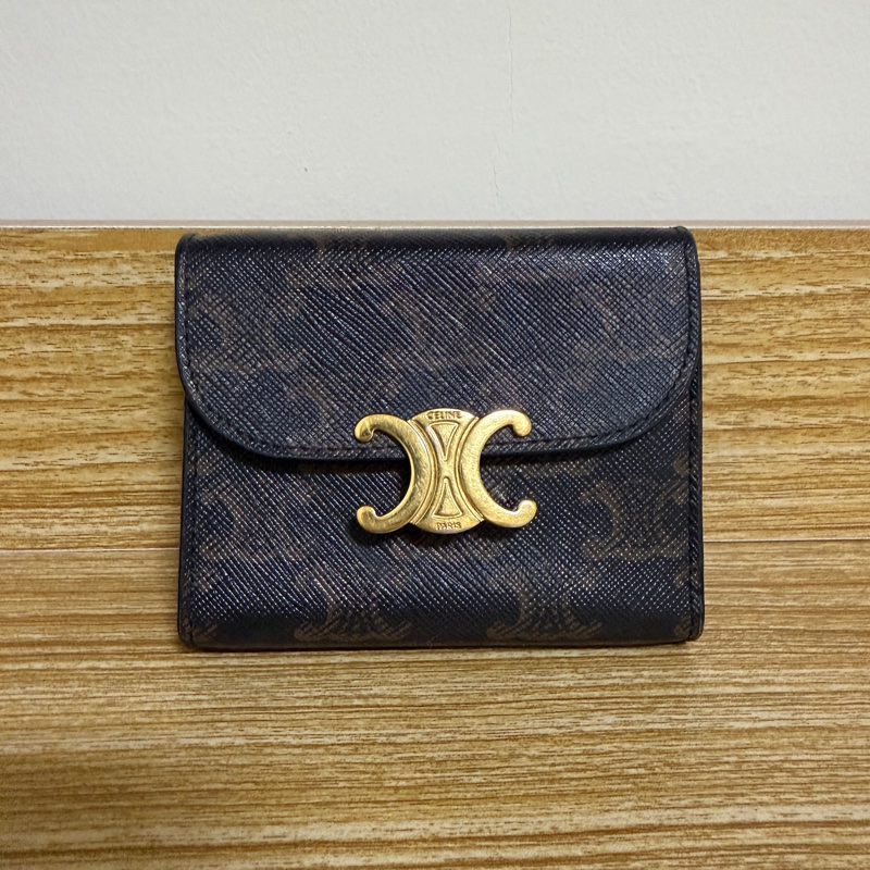 Celine 凱旋門老花三折短夾-1