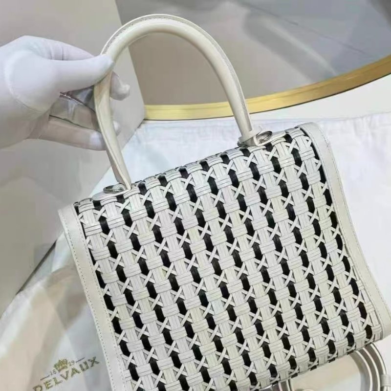 Delvaux brillant中號雙拼 熊貓色編織流蘇包 28.5*23cm 99新配件塵袋 鏡子 肩帶-5