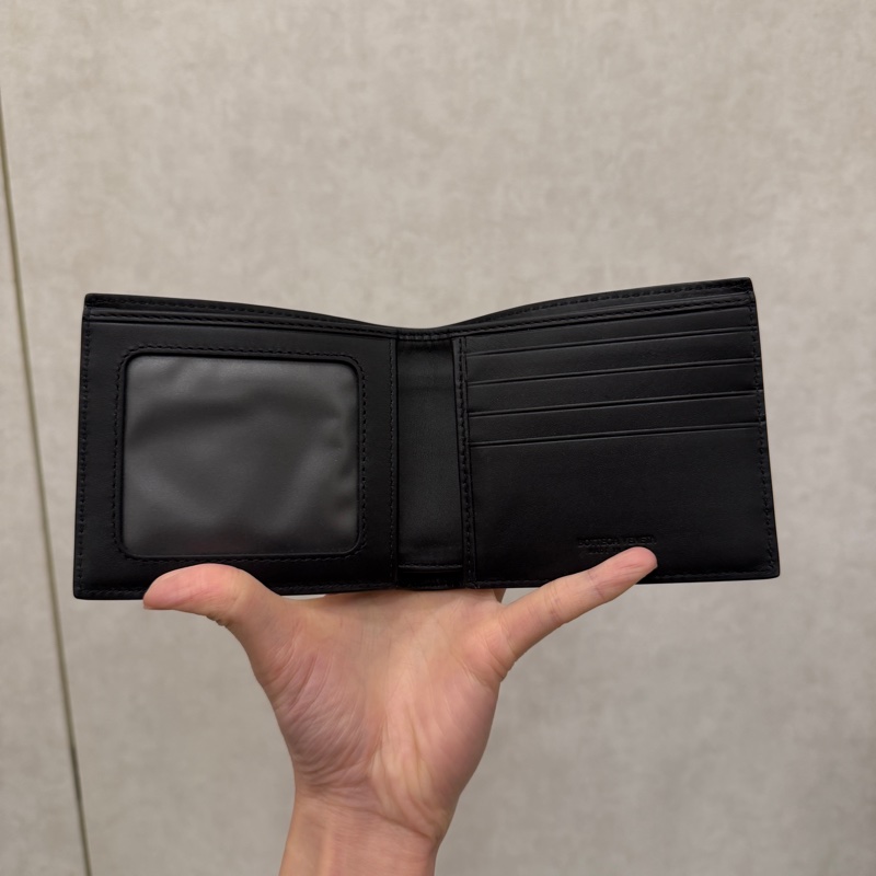 BV 黑羊皮小編織對開4卡短夾-6
