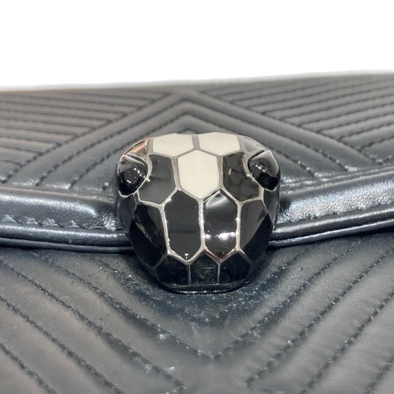 BVLGARI 寶格麗 SERPENTI FOREVER BAG 黑色蛇頭包 側背包 皮革 黑色 銀釦-16