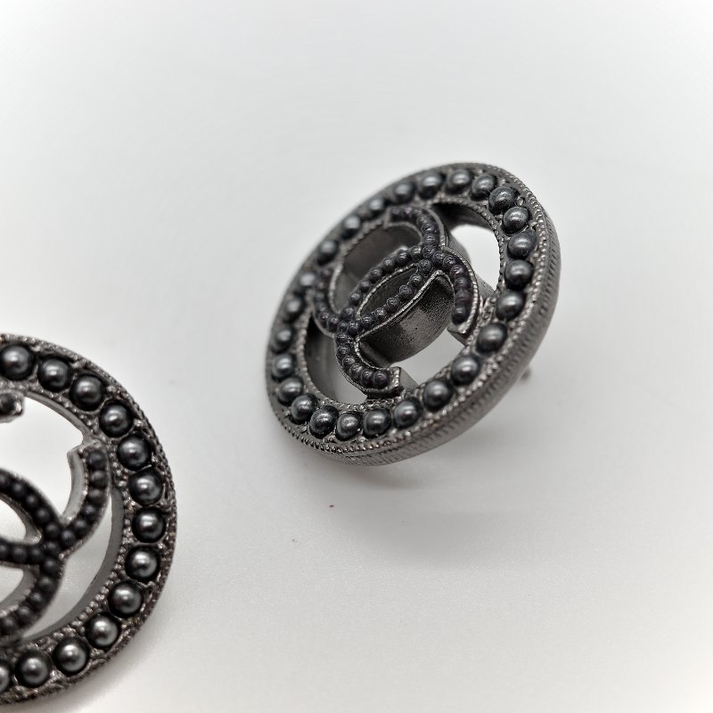 Chanel 香奈兒 CC 黑色 珍珠 圓形 耳環-4