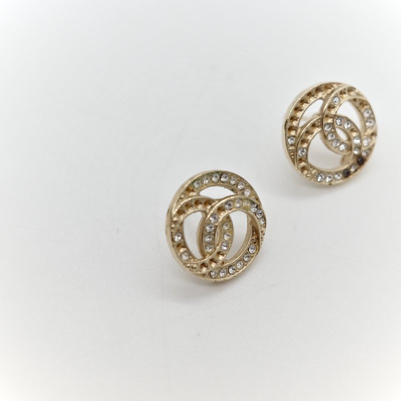 Chanel 香奈兒 CC 水鑽 耳釘 耳環-2