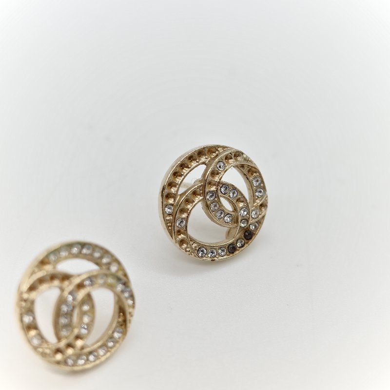 Chanel 香奈兒 CC 水鑽 耳釘 耳環-3