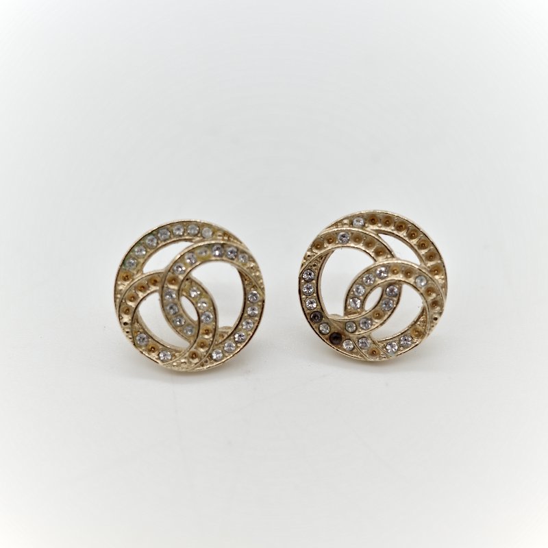 Chanel 香奈兒 CC 水鑽 耳釘 耳環-4